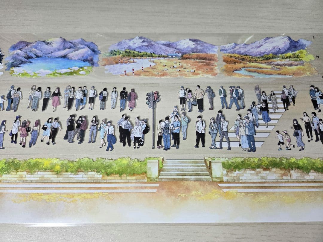 海外マステ　風景　人物　装飾　背景　雲　PET　まとめ売り　ラスト