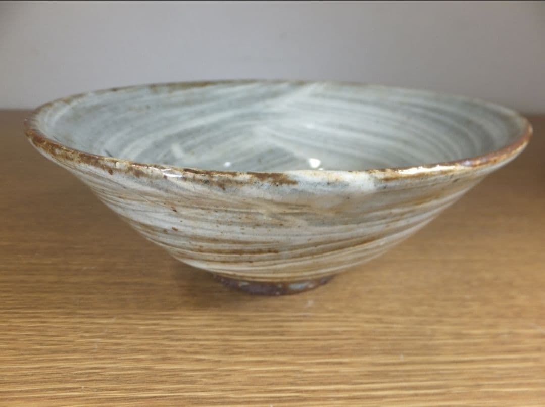 真作保証 高鶴元 自作 刷毛目茶碗 日本工芸会正会員 コレクター放出品 福岡