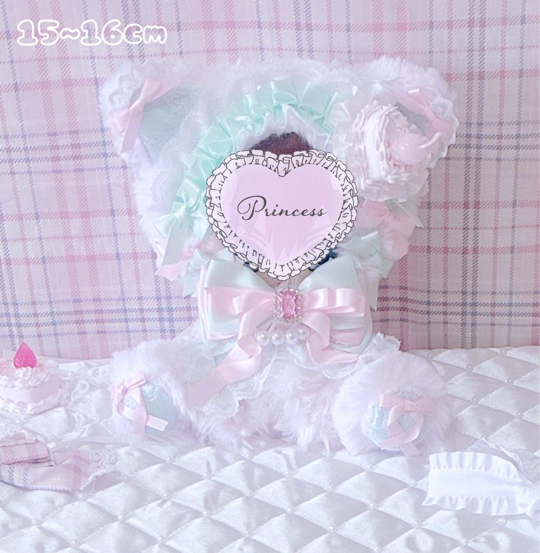 【ハートケーキミントねこ】おすわりぬい服 15cm ピンク ぬい服
