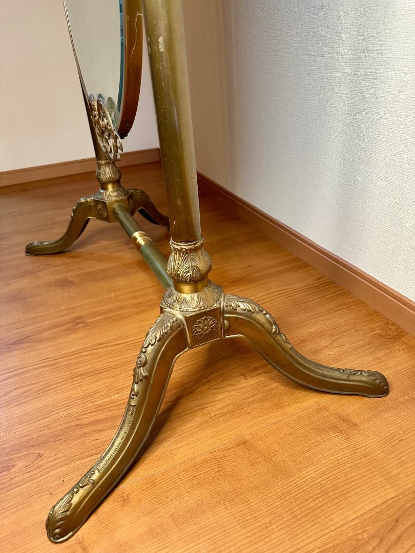 イタリア ヴィンテージ スタンドミラー 真鍮