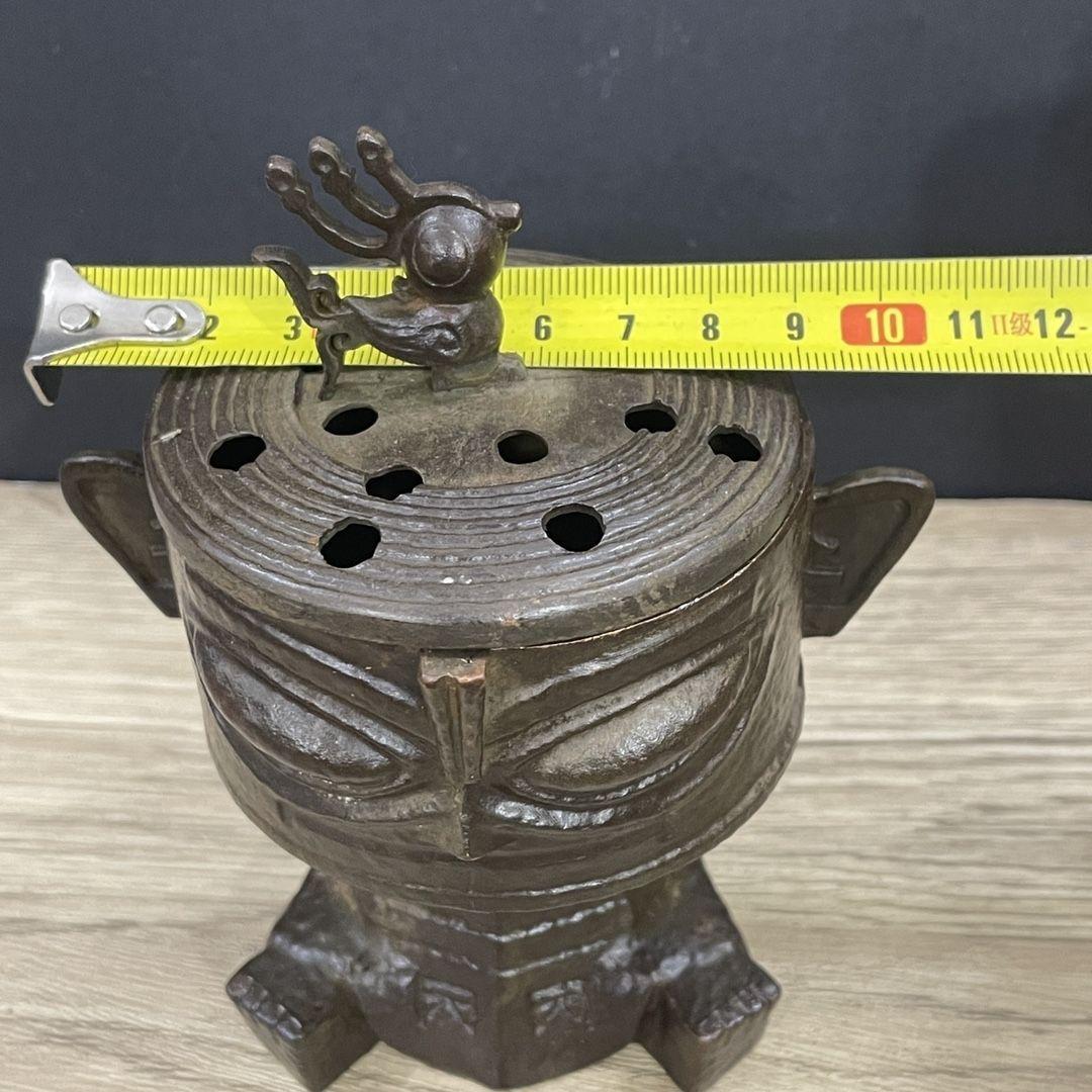 銅器 香炉 三星堆仮面香炉 香道置物 アロマ炉 装飾品 工芸品 美術品