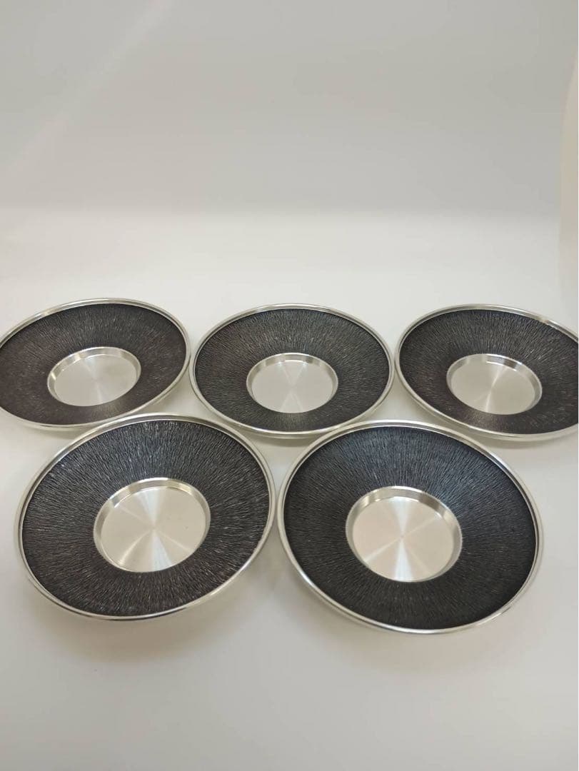 浪華 錫半造 茶器揃 共箱付 煎茶道具一式 急須 茶壷 茶托5客 廃業希少