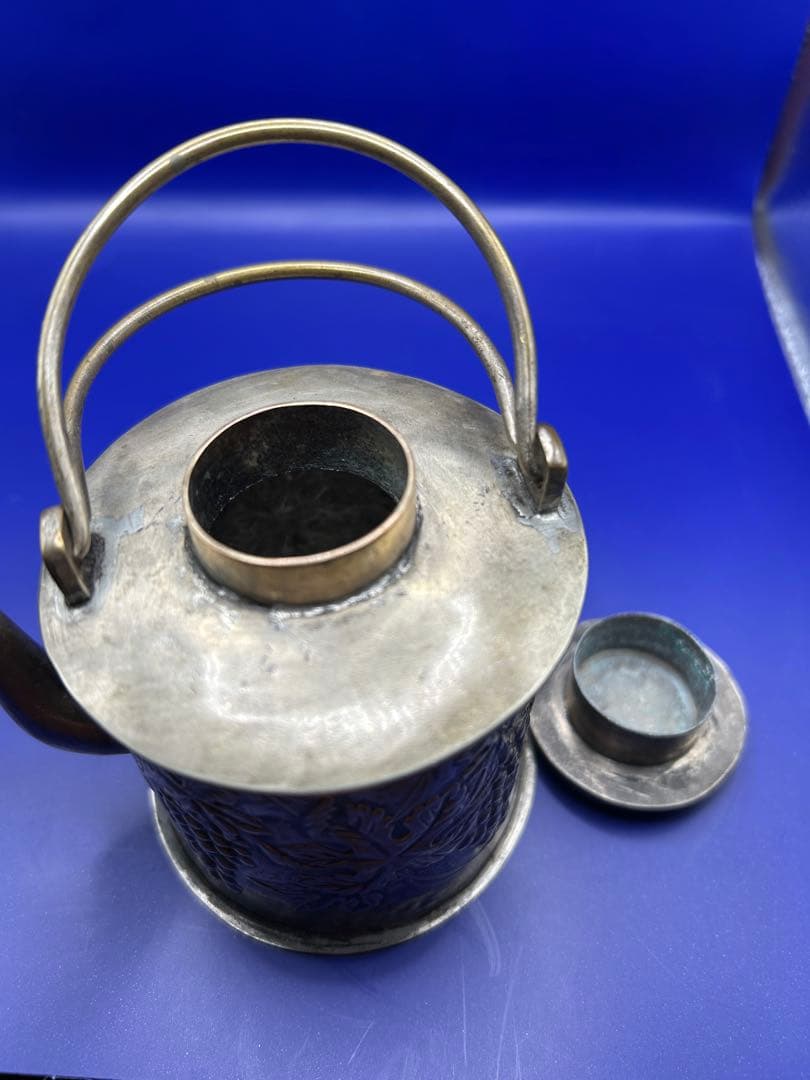 【希少・足銀刻印】純銀 中国古玩 葡萄文様 銀製酒器 ちろり 水注 約205g