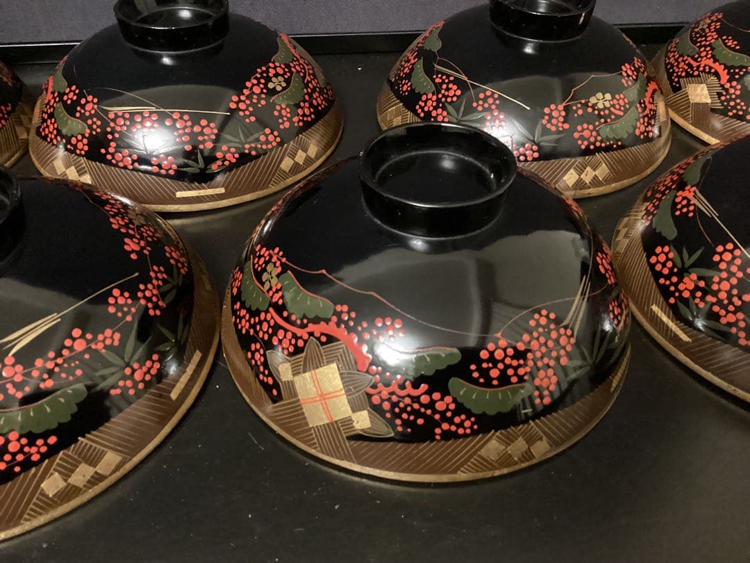 10客　木箱　懐石道具 吸物椀 漆器 60年前　お椀　工芸品 茶懐石南天 蒔絵