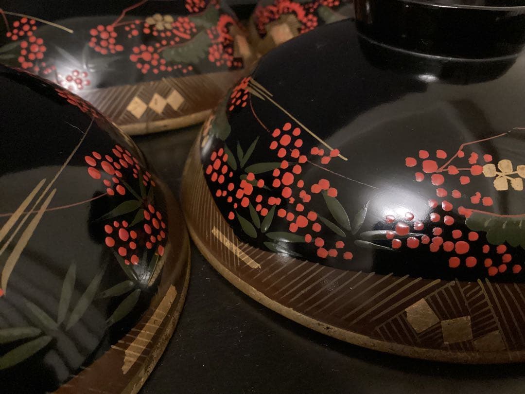10客　木箱　懐石道具 吸物椀 漆器 60年前　お椀　工芸品 茶懐石南天 蒔絵