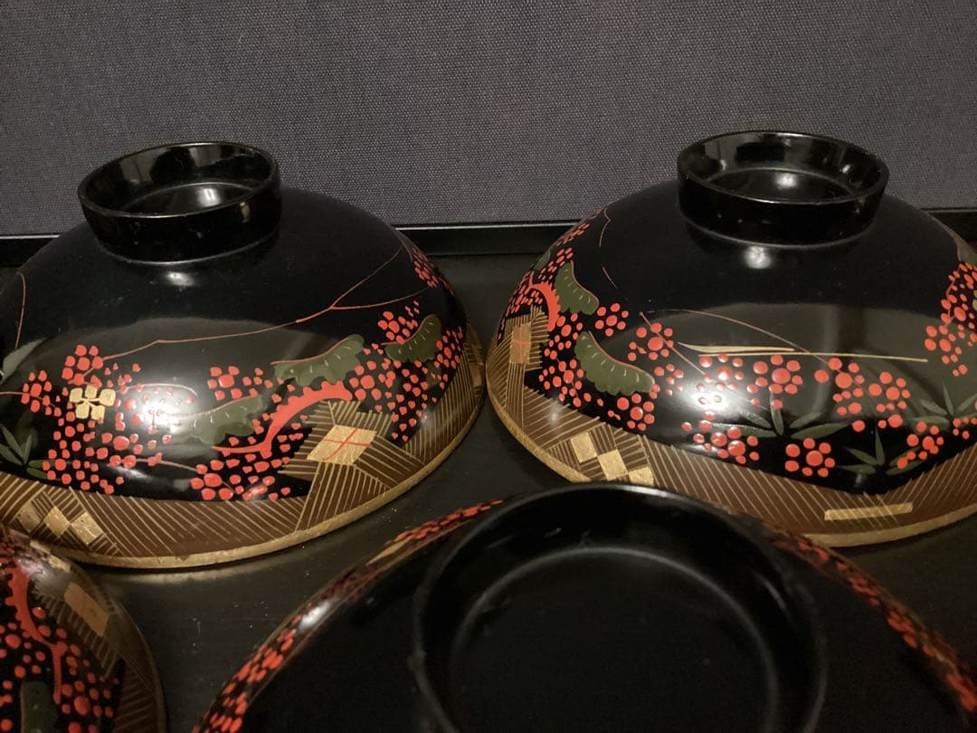 10客　木箱　懐石道具 吸物椀 漆器 60年前　お椀　工芸品 茶懐石南天 蒔絵