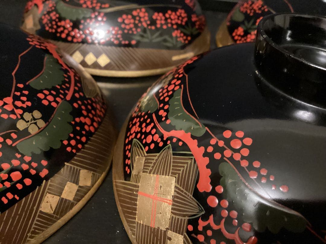 10客　木箱　懐石道具 吸物椀 漆器 60年前　お椀　工芸品 茶懐石南天 蒔絵