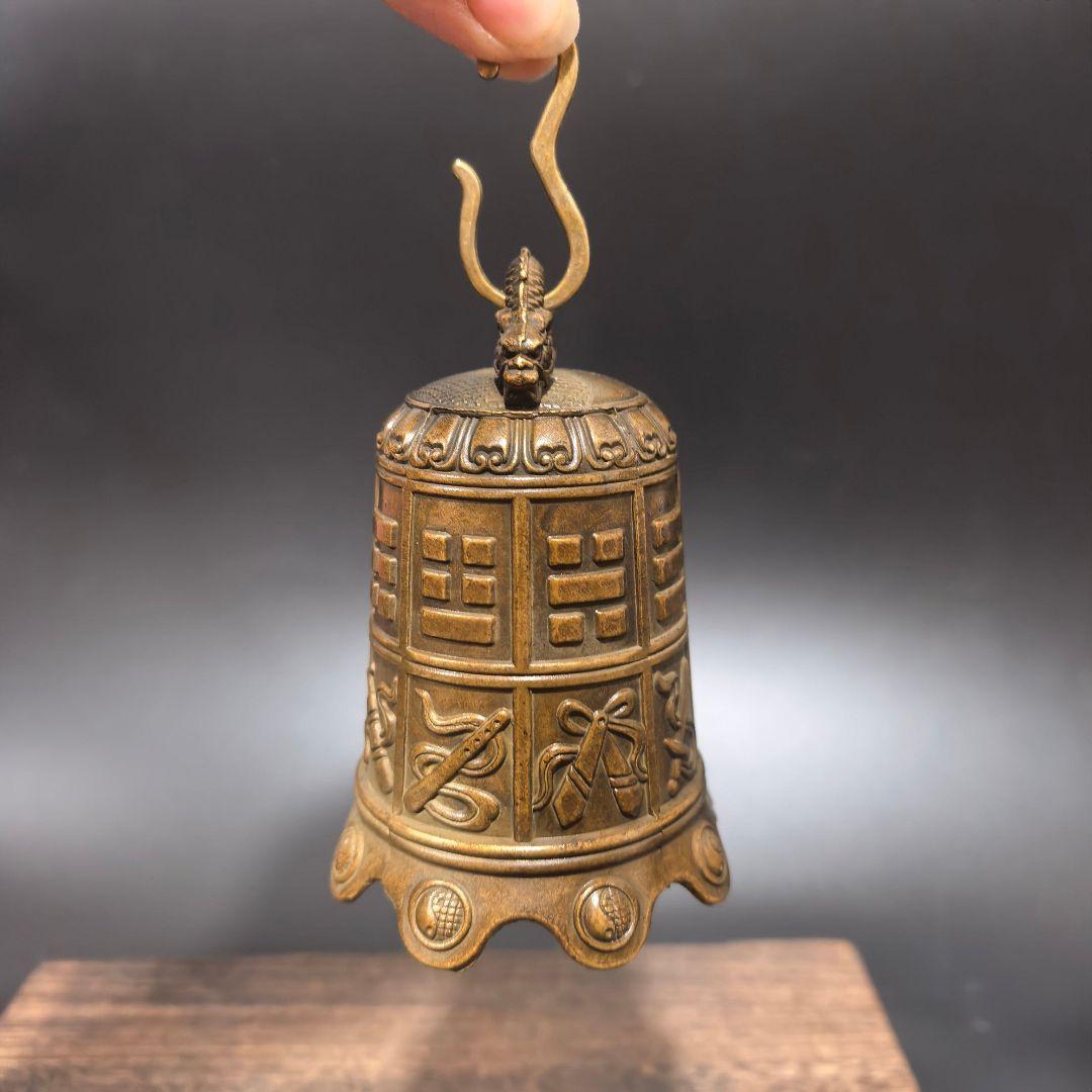 銅製 浮彫八仙銅鐘鈴 置物 書道具 文房具 装飾品 工芸品 美術品