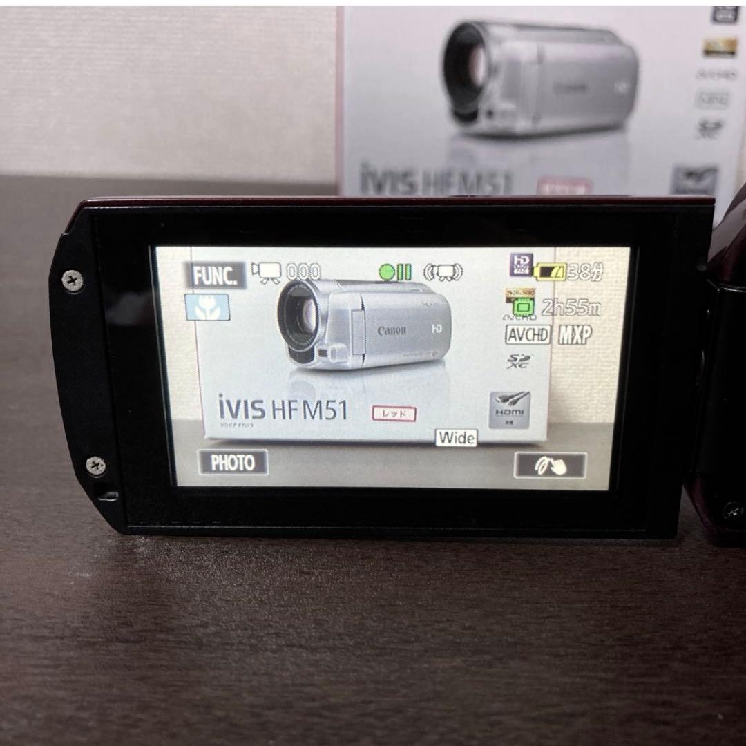 【美品】Canon キャノン iVIS HF M51 デジタルビデオカメラ 赤