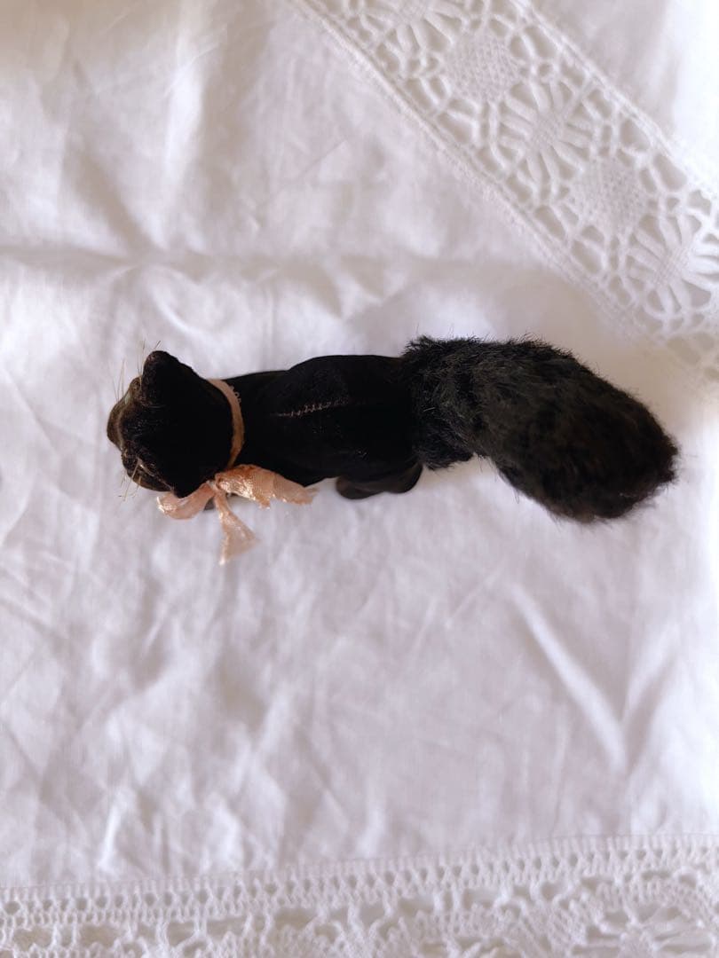 シュタイフ　オールドシュタイフ　アンティーク　黒ねこ　ドイツ　トムキャット