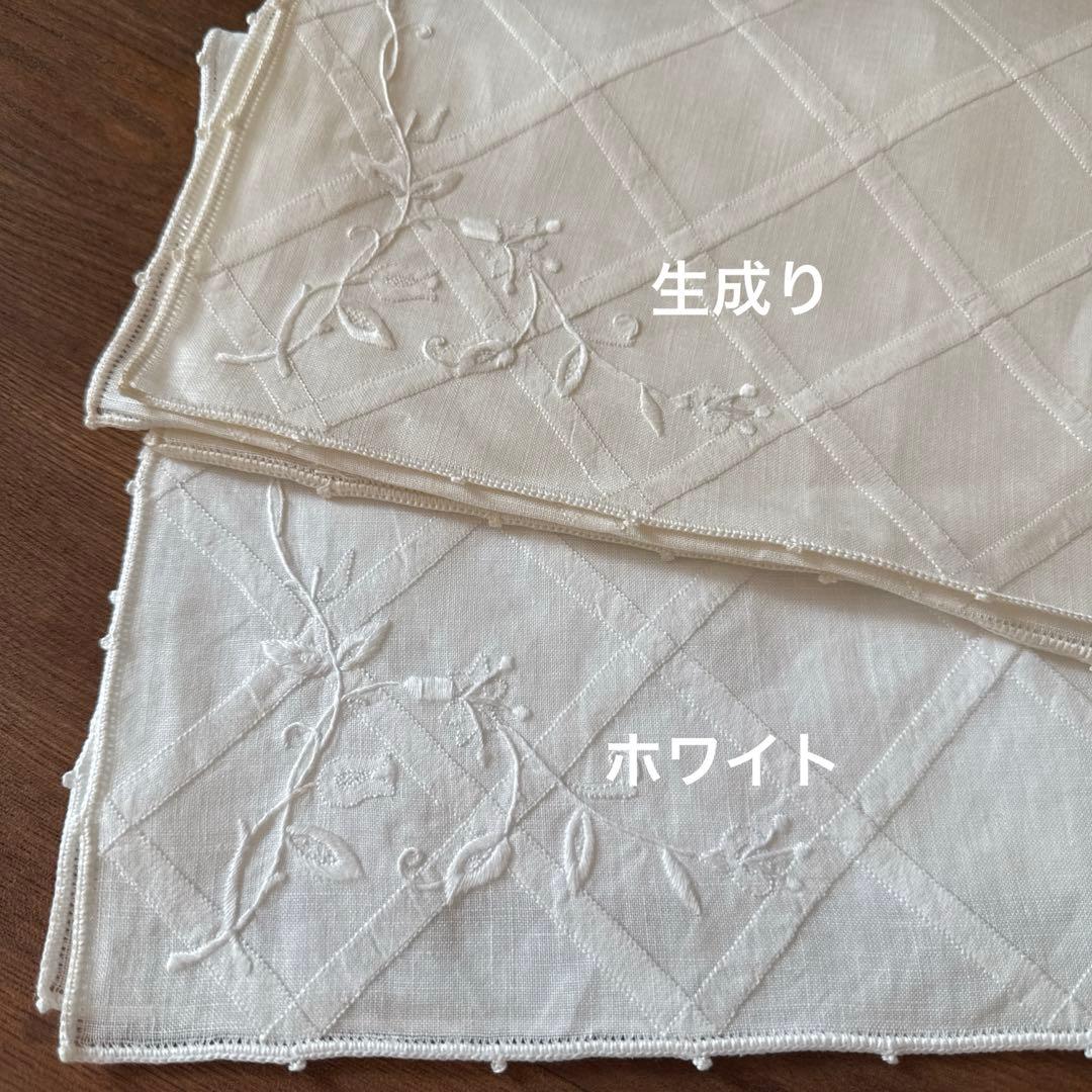 フランスアンティークஐ⋆*エレガント刺繍クロス・ホワイト
