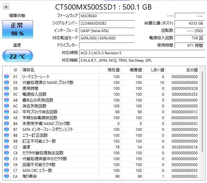 crucial MX500 CT500MX500SSD1 500GB SSD ①