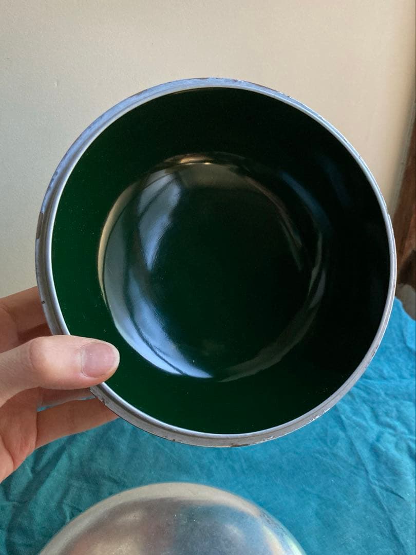 古道具　銀塗菓子盆　漆器