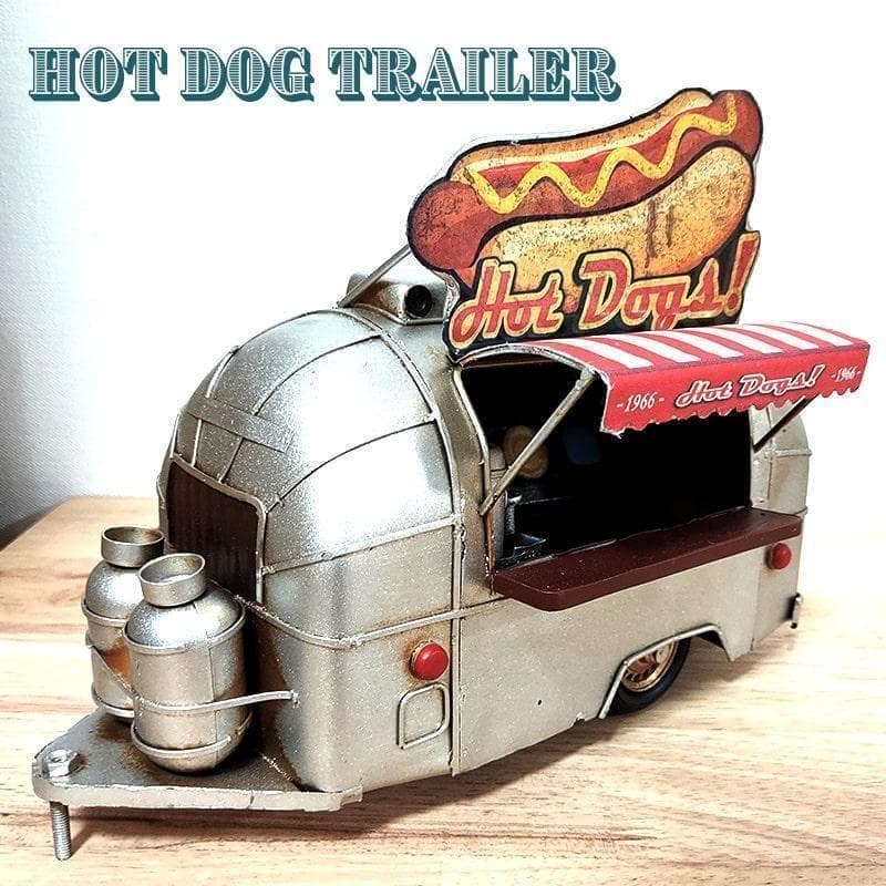 ビンテージカー ホットドッグ トレーラー 車 オブジェ ブリキ 置物 アメリカン