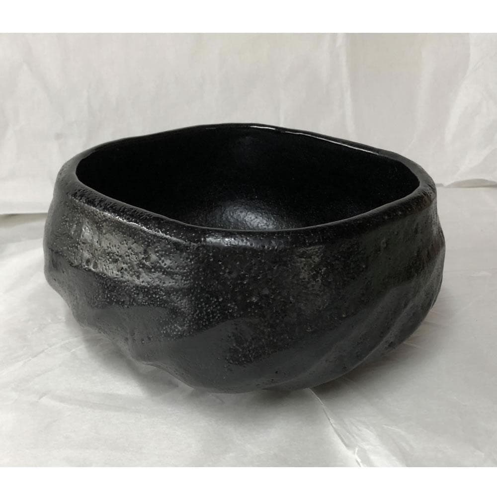 e2594 黒 菓子鉢 平安 楽入 共箱 黒楽 鉢 吉村楽入 茶道具