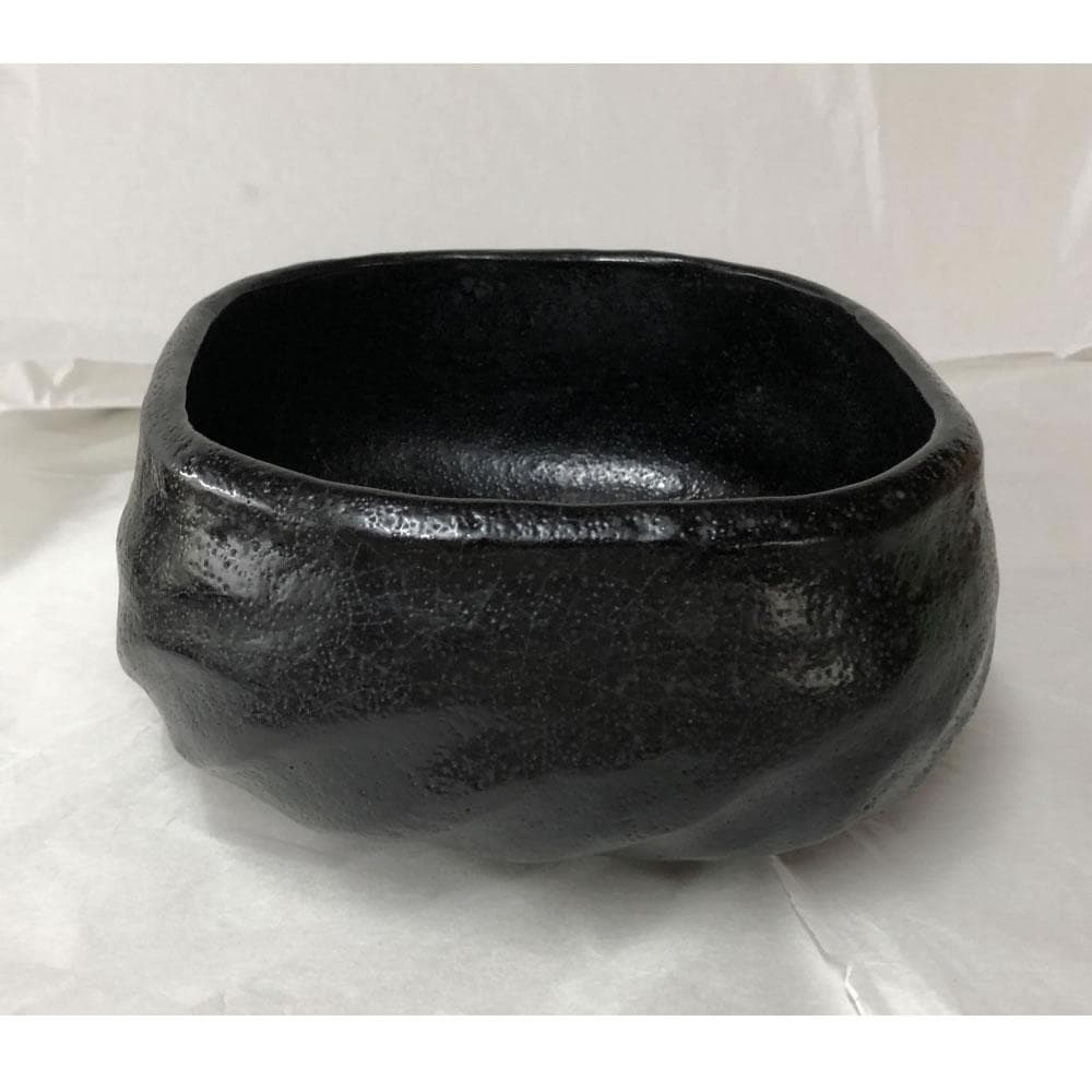 e2594 黒 菓子鉢 平安 楽入 共箱 黒楽 鉢 吉村楽入 茶道具