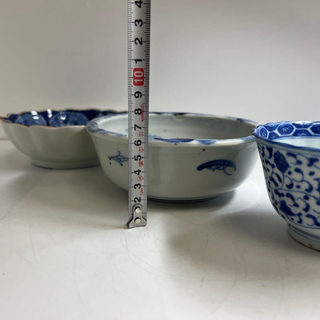 古伊万里　染付鉢色々5客　幅約11/15.5/16㎝　東Y8-0402①