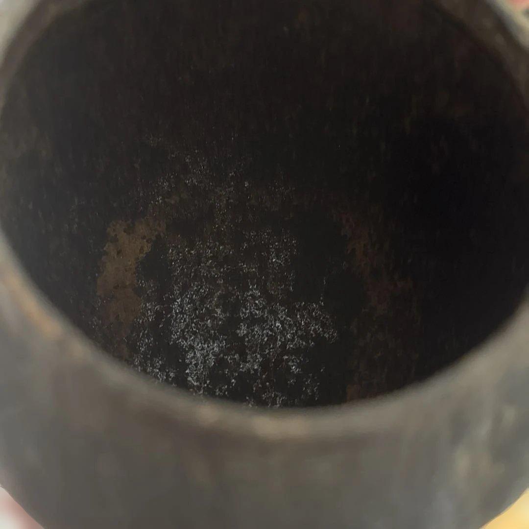 龍文堂　造鉄 ヴィンテージ 鋳鉄 鉄瓶 丸形 茶器　花柄　京鉄瓶