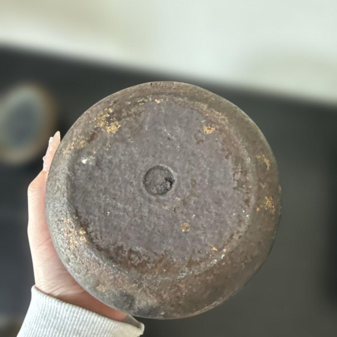 龍文堂　造鉄 ヴィンテージ 鋳鉄 鉄瓶 丸形 茶器　花柄　京鉄瓶