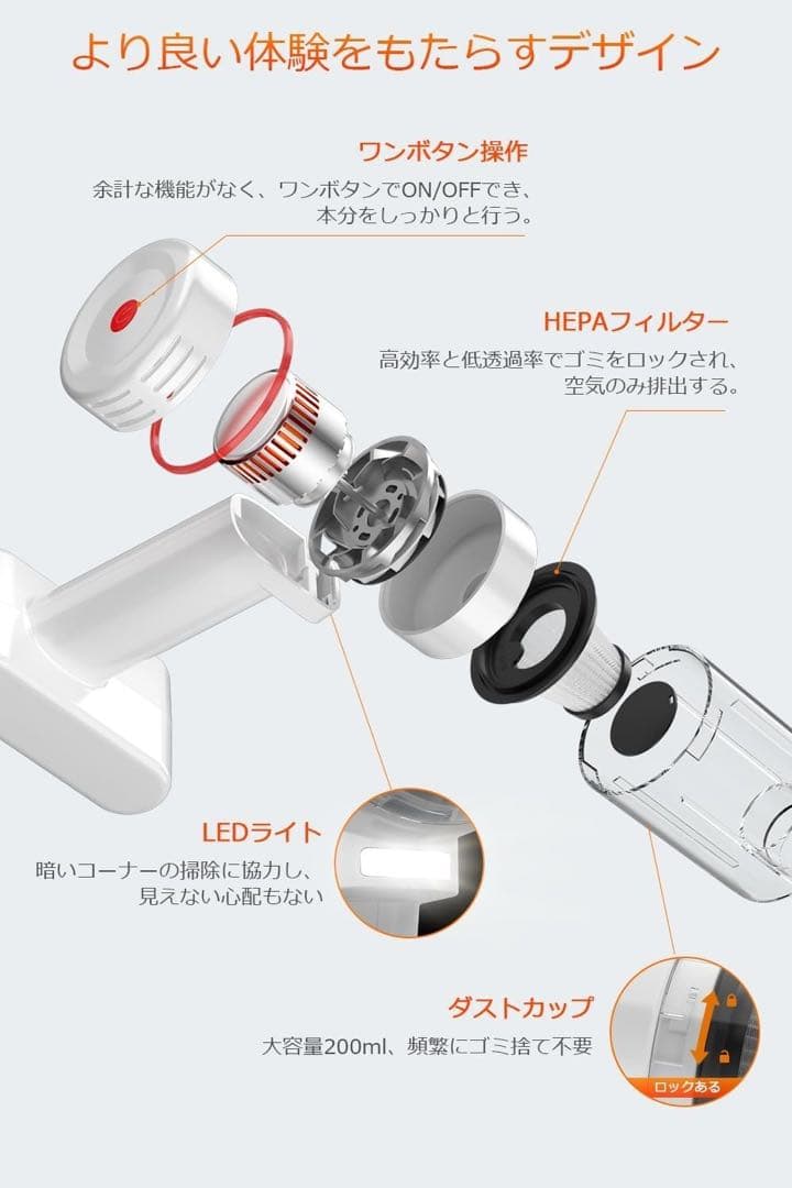 コードレス掃除機　白