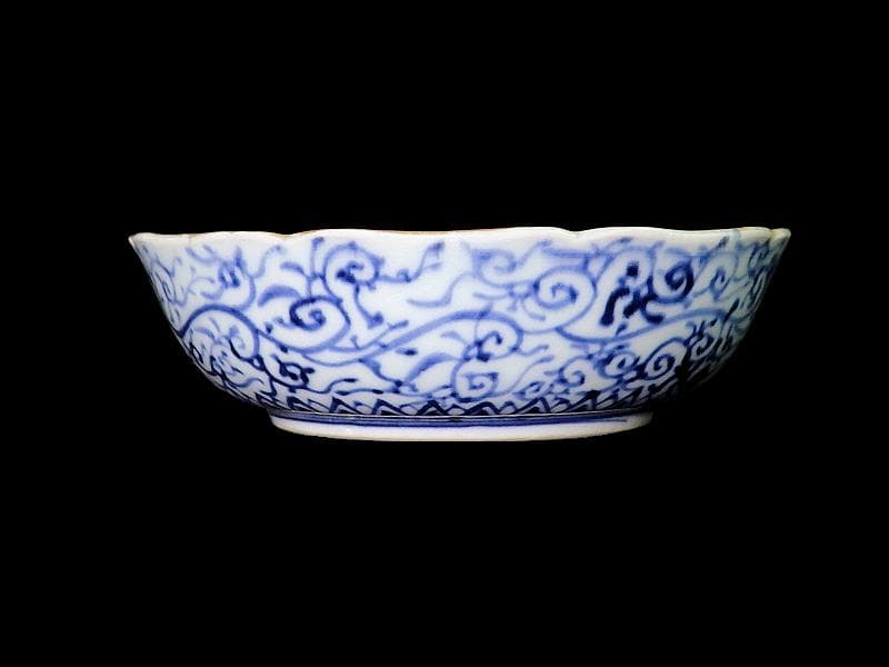 大聖寺伊万里　金襴手 丸紋に草花の図　膾皿　５客　C243AS-CMd