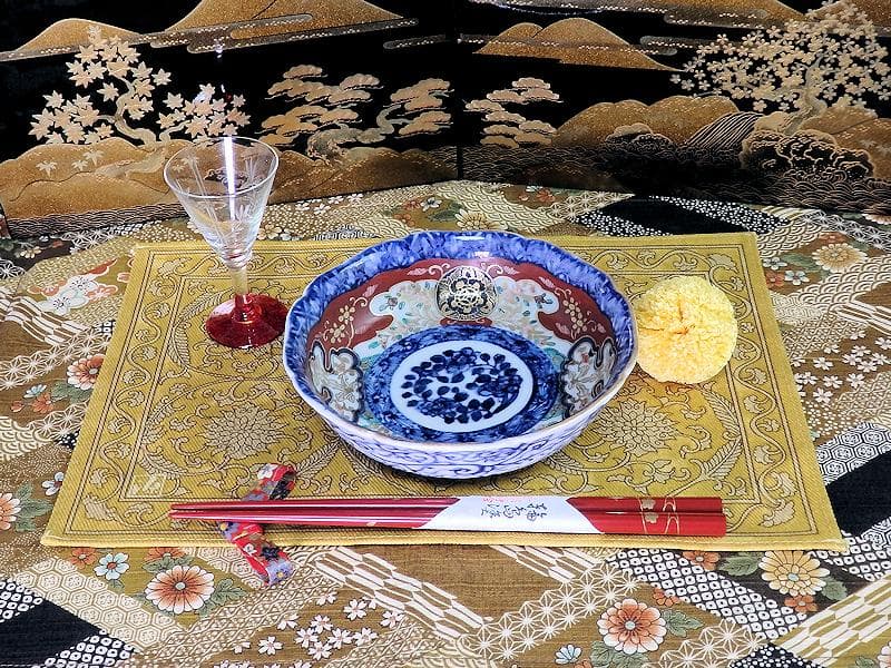 大聖寺伊万里　金襴手 丸紋に草花の図　膾皿　５客　C243AS-CMd