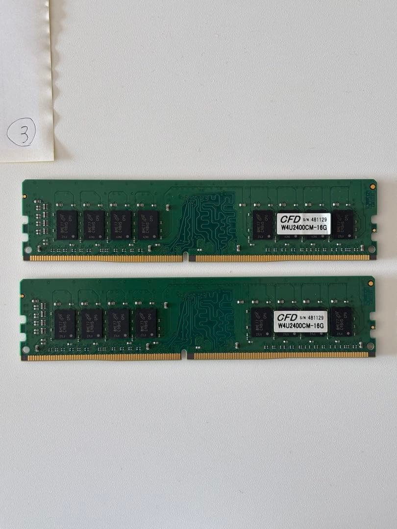 美品Crucial DDR4 16GB 2400MHz メモリ×2 32GB③