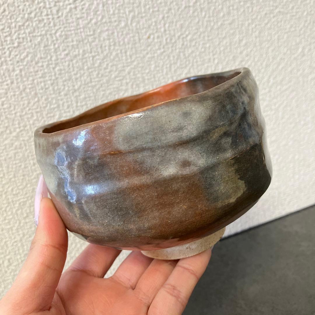 D-4 抹茶碗 茶道具 萩焼風 刷毛目 景色 美品 茶道 稽古 食器 和食器