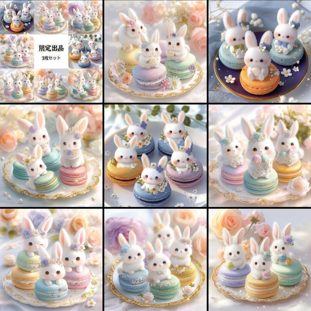 ハンドメイド　オーダー受付ページ　　♡マカロンうさぎ　パネル♡