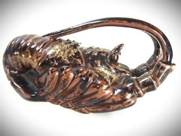 海老 巨匠「道林俊正」作 金彩 置物エビ 京焼 希少 逸品 共箱