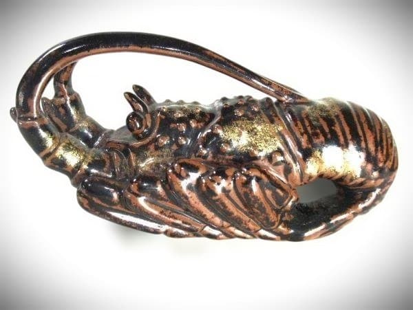 海老 巨匠「道林俊正」作 金彩 置物エビ 京焼 希少 逸品 共箱