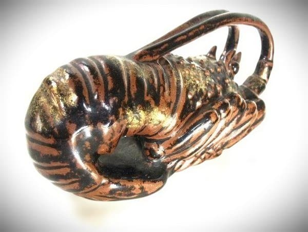 海老 巨匠「道林俊正」作 金彩 置物エビ 京焼 希少 逸品 共箱
