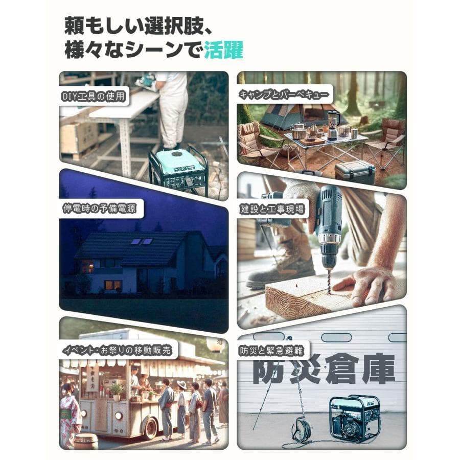 業界最小 インバーター発電機 4.8kVA ガソリン 正弦波 低騒音マーク取得