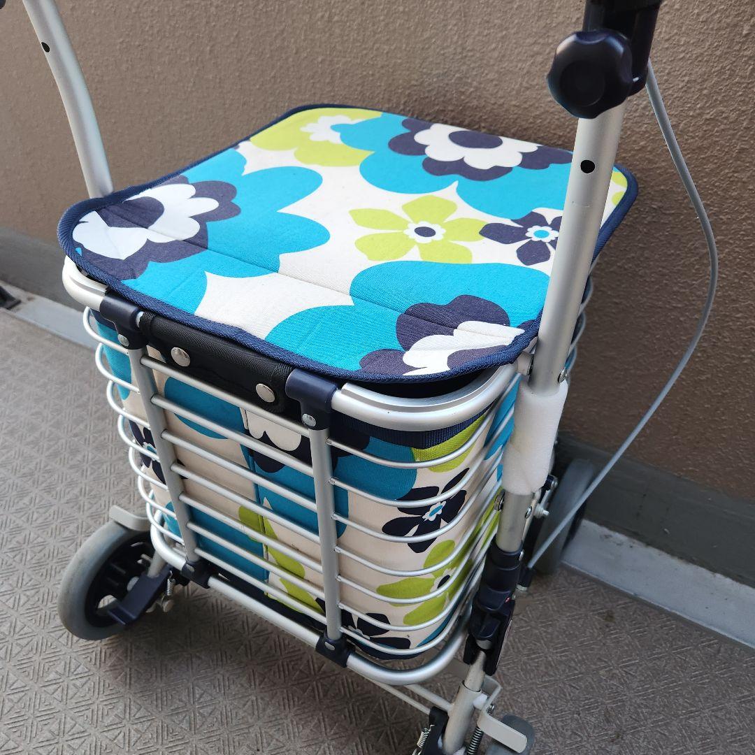 ユーバ産業 SUWAREL シルバーカー ショッピングカート 花柄ブルー　日本製