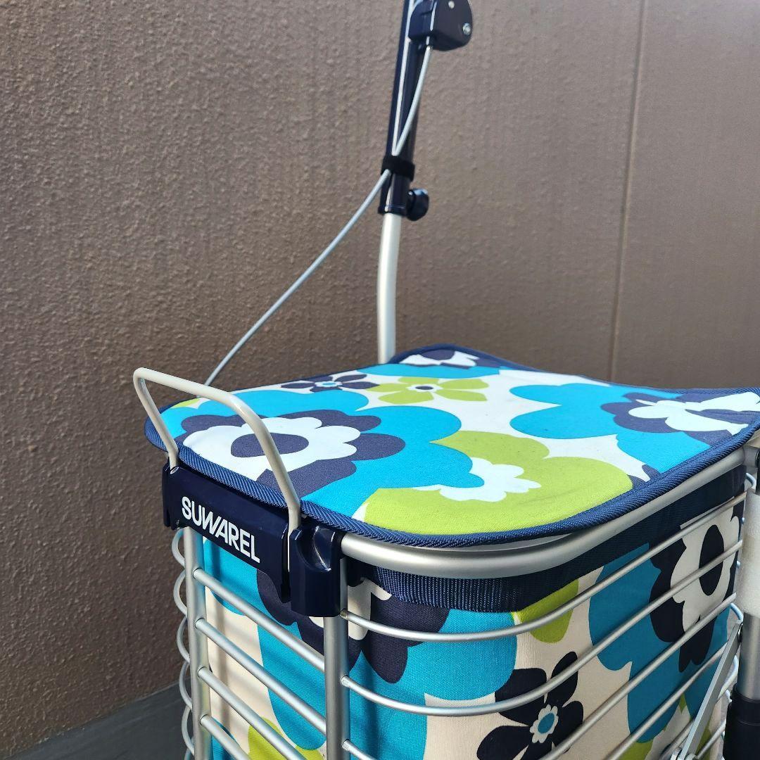 ユーバ産業 SUWAREL シルバーカー ショッピングカート 花柄ブルー　日本製