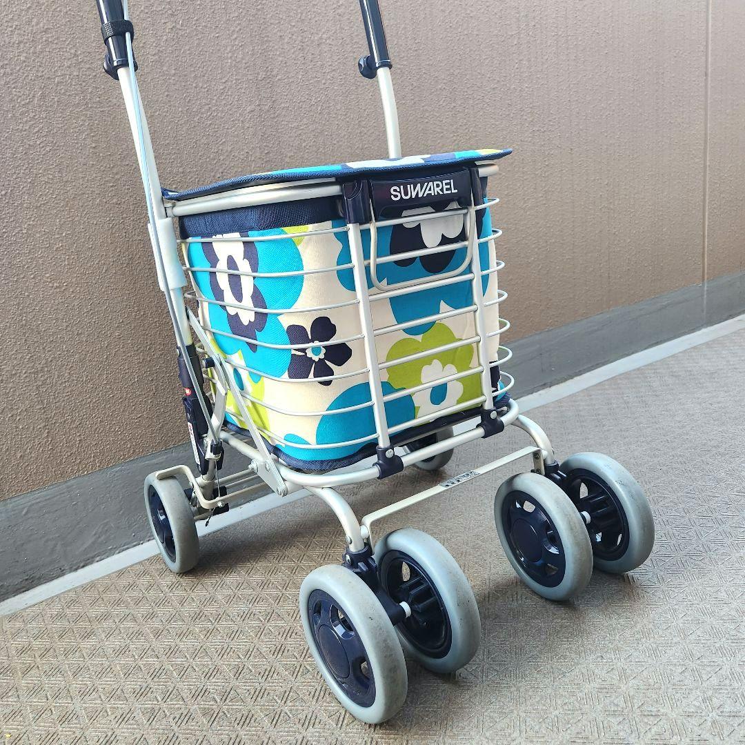 ユーバ産業 SUWAREL シルバーカー ショッピングカート 花柄ブルー　日本製
