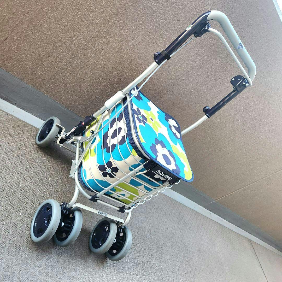ユーバ産業 SUWAREL シルバーカー ショッピングカート 花柄ブルー　日本製
