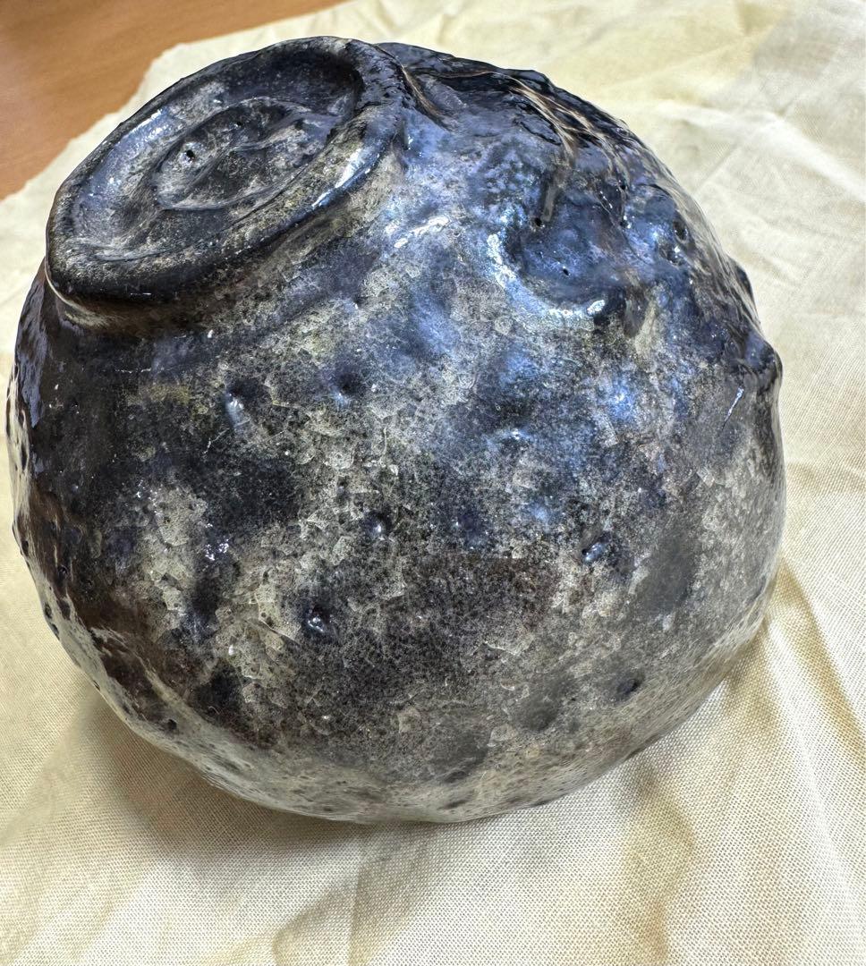 樂焼　佐々木昭樂「松樂」茶碗　在銘　黒釉　茶盌　長期保管品