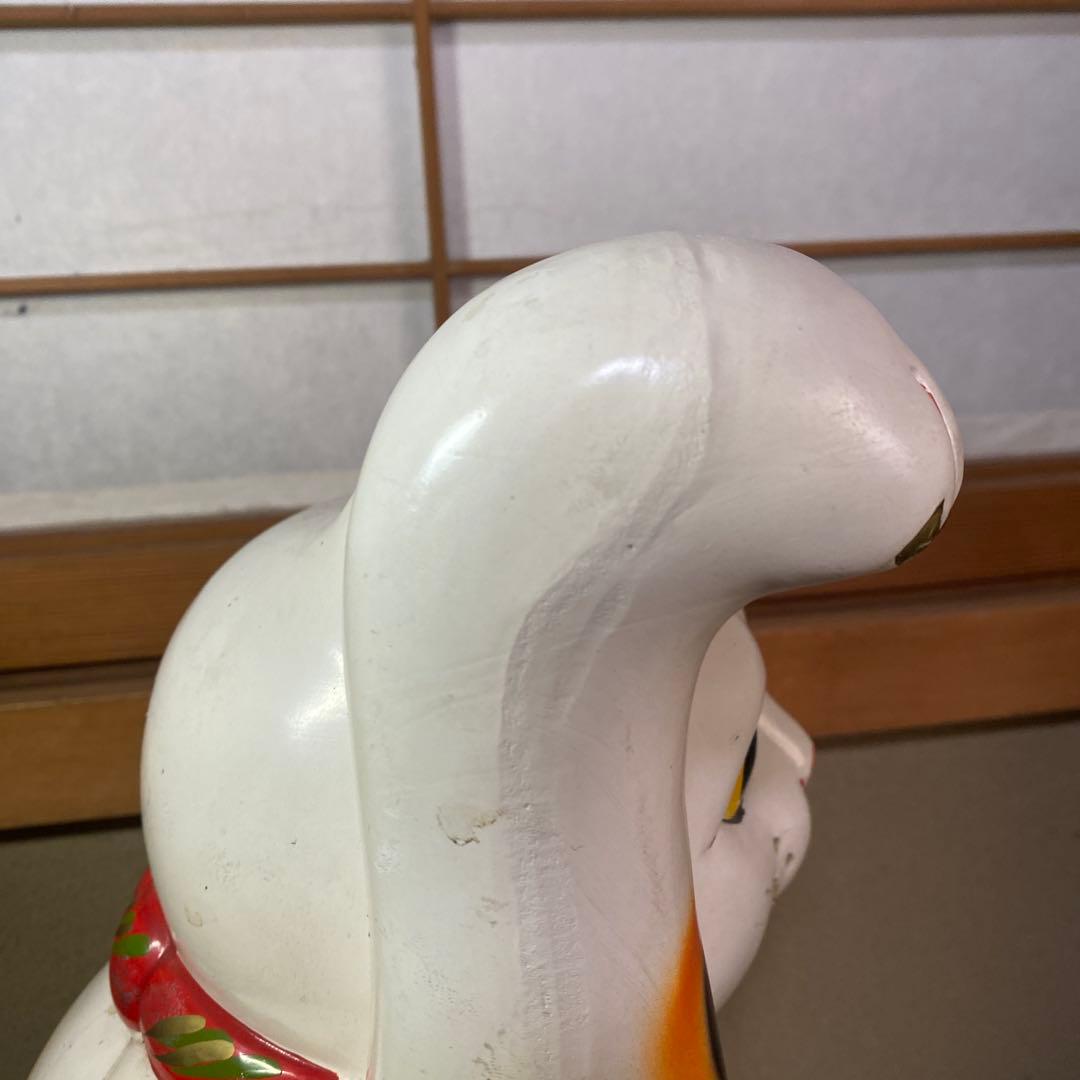 貯金箱招き猫 陶器製 左手挙げ
