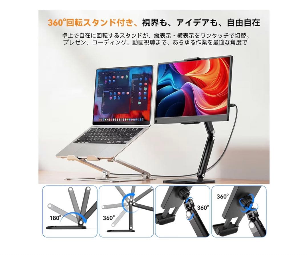 EVICIV15.6インチモバイルモニター スタンド付FHD IPS 軽量 薄型