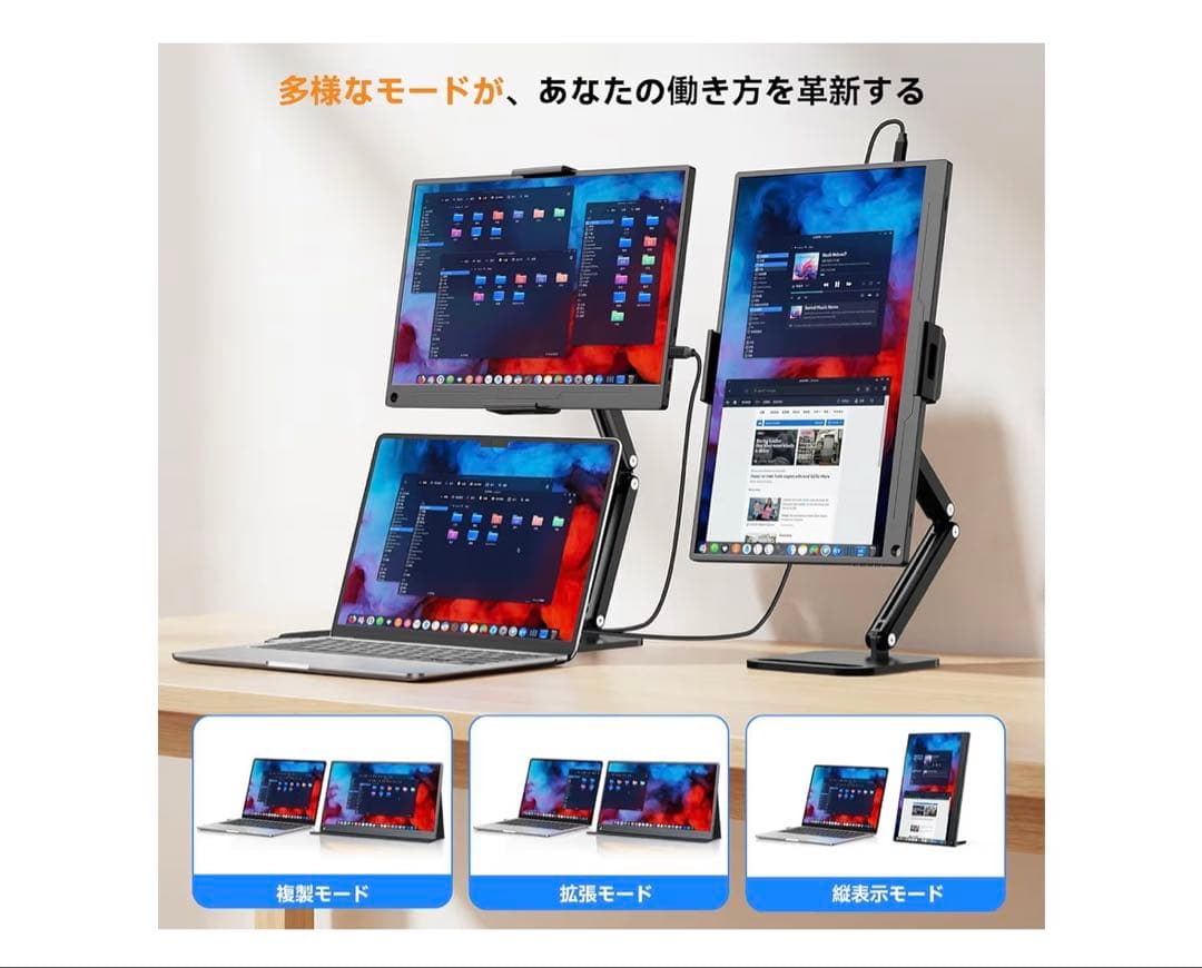 EVICIV15.6インチモバイルモニター スタンド付FHD IPS 軽量 薄型