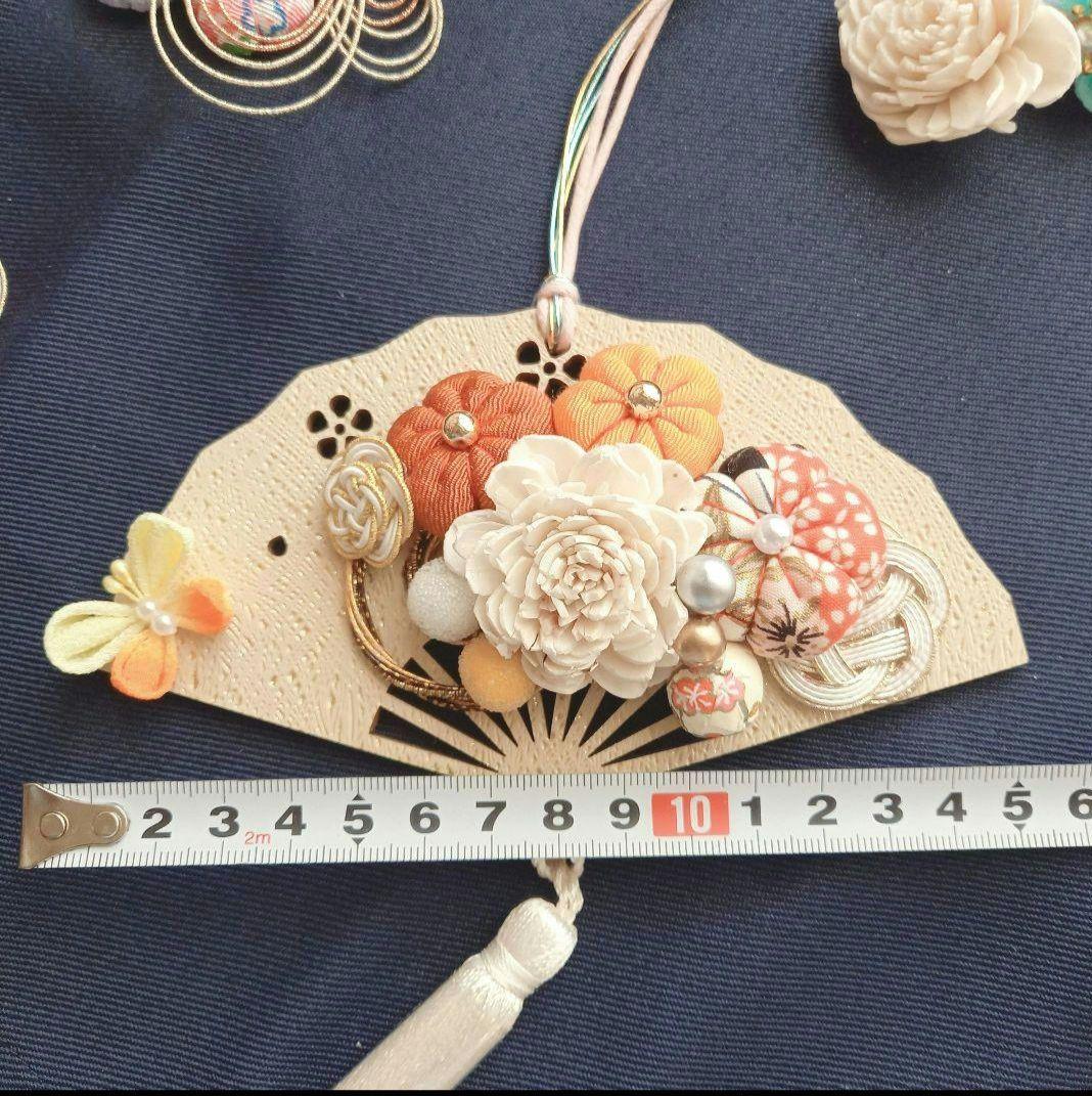 NO16- 花扇❁*.゜ちりめん華細工♡うさぎ❤︎.*