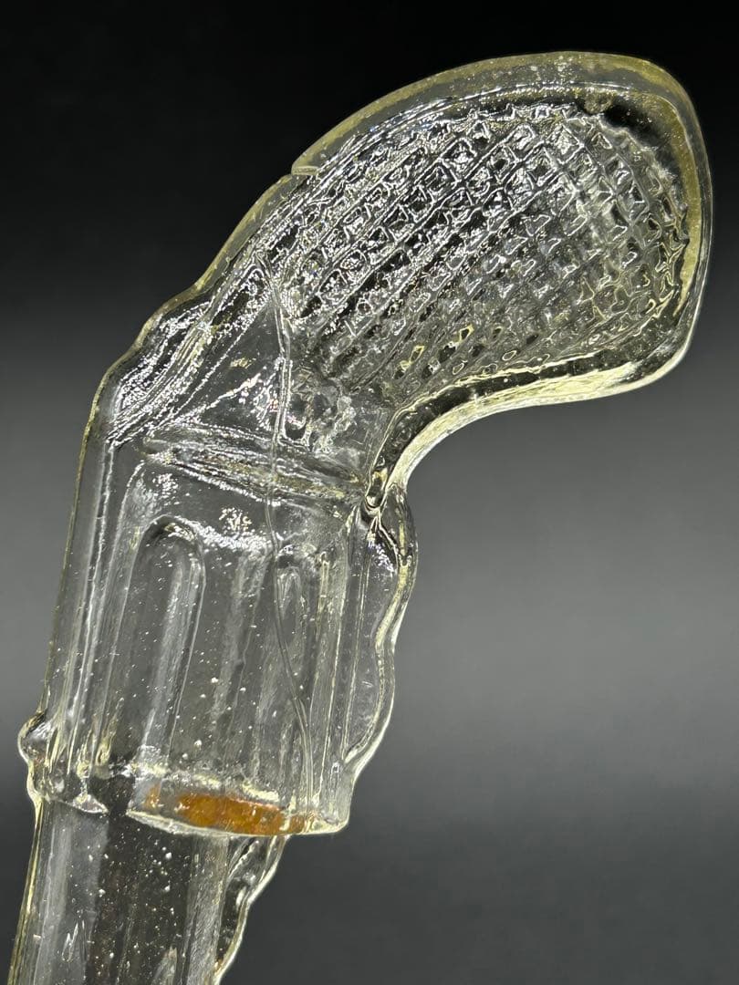 飴色　ピストル型　金平糖瓶　レトロ瓶　ガラス