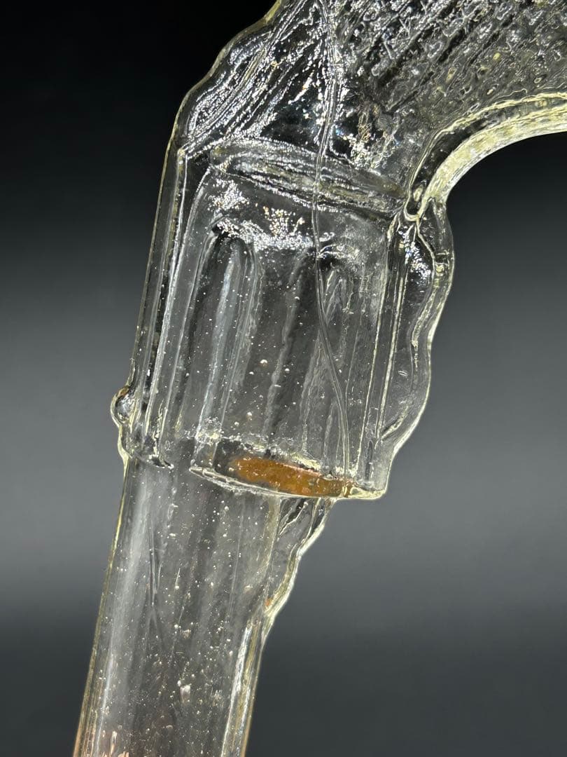 飴色　ピストル型　金平糖瓶　レトロ瓶　ガラス