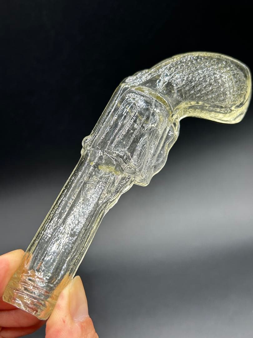 飴色　ピストル型　金平糖瓶　レトロ瓶　ガラス