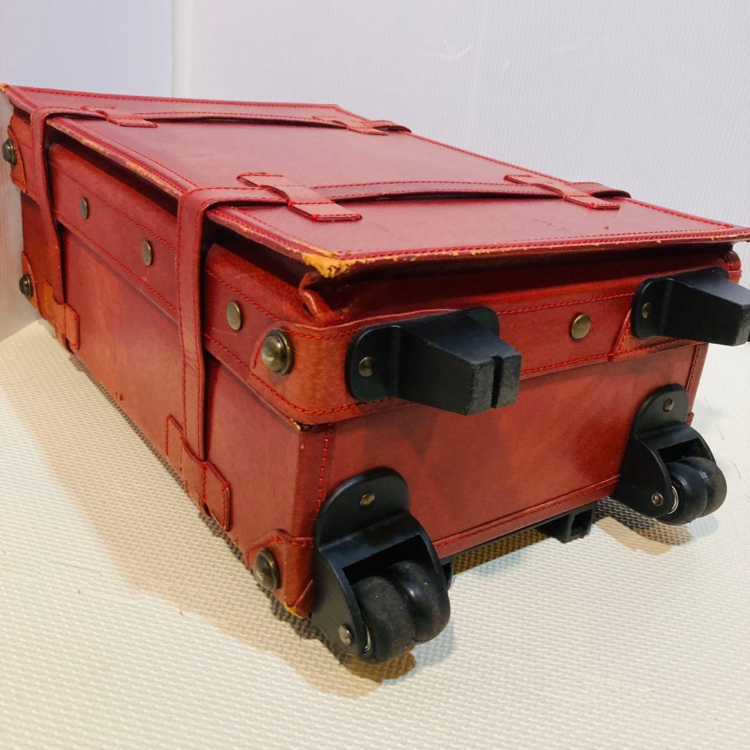 【良品】#648 Eurasia 豚革 レザー スーツケース レッド