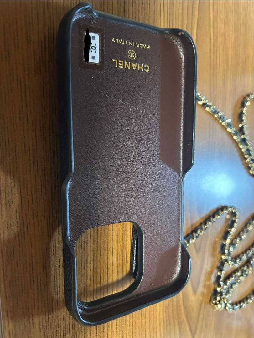 CHANEL iPhone14Pro用ケース ブラック キャビアスキン
