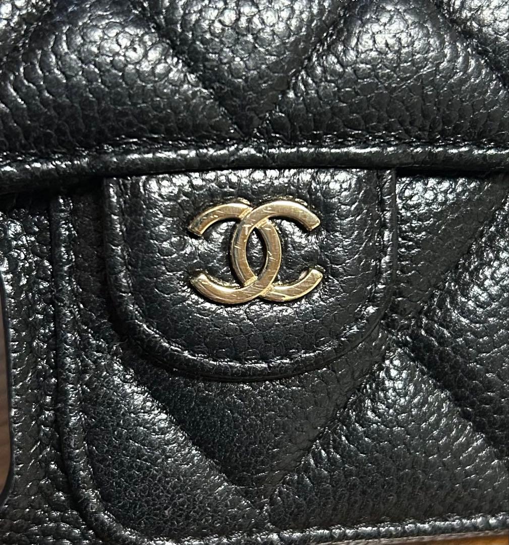 CHANEL iPhone14Pro用ケース ブラック キャビアスキン