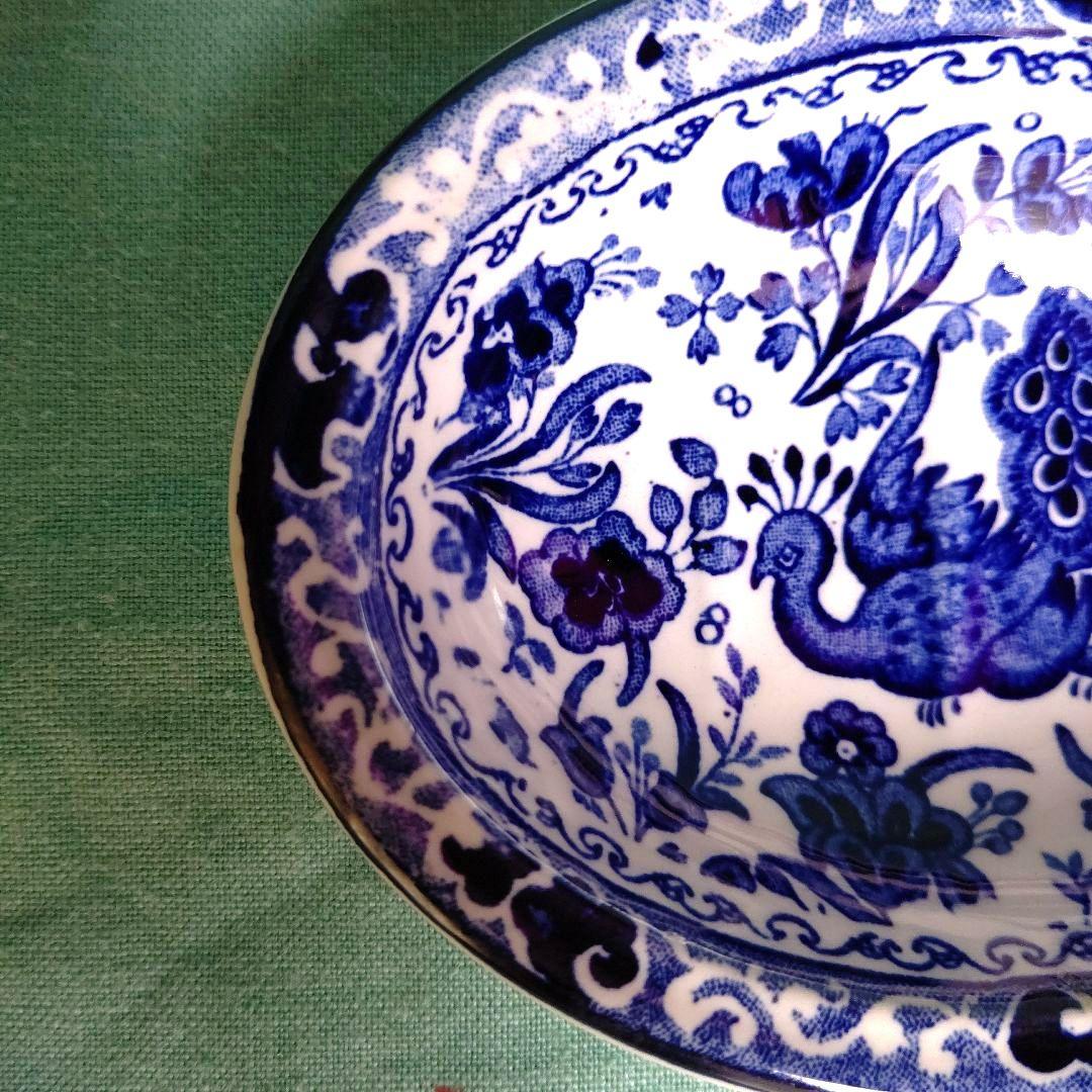 アンティーク 希少 BURLEIGH 廃盤のブルーリーガル ピーコック 石鹸置