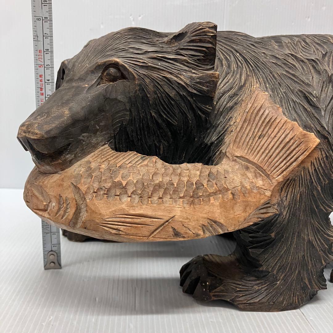【工芸品/熊/置物】銘あり　木彫り　木彫　木製 彫刻　縁起物　インテリア